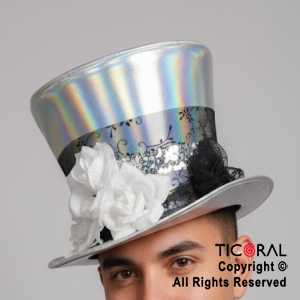 SOMBRERO GALERA LUJO IRIDISCENTE FLORES x 1